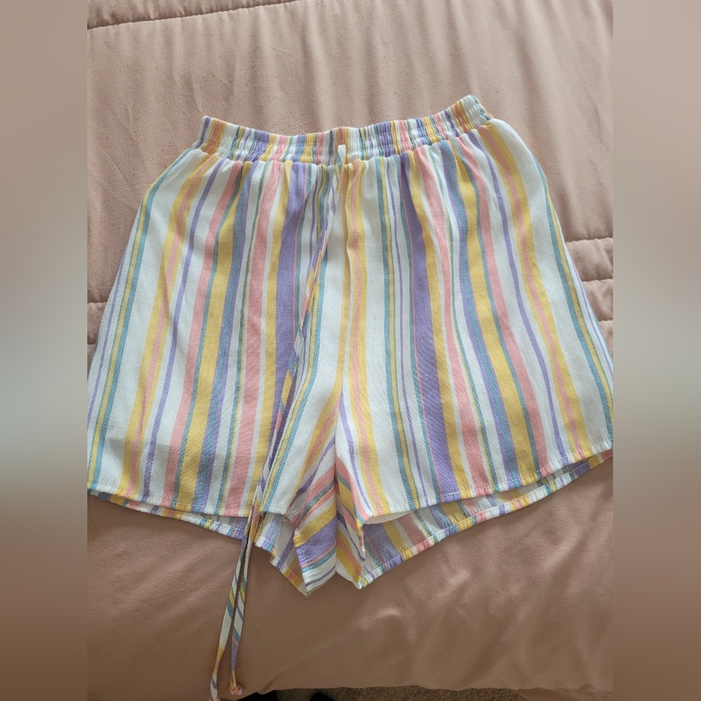 Miami Pastel Striped High Waist Women's Shorts